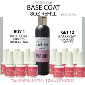 Gelixir Gel Base Coat Refill 8oz & 12 bottles 0.5oz