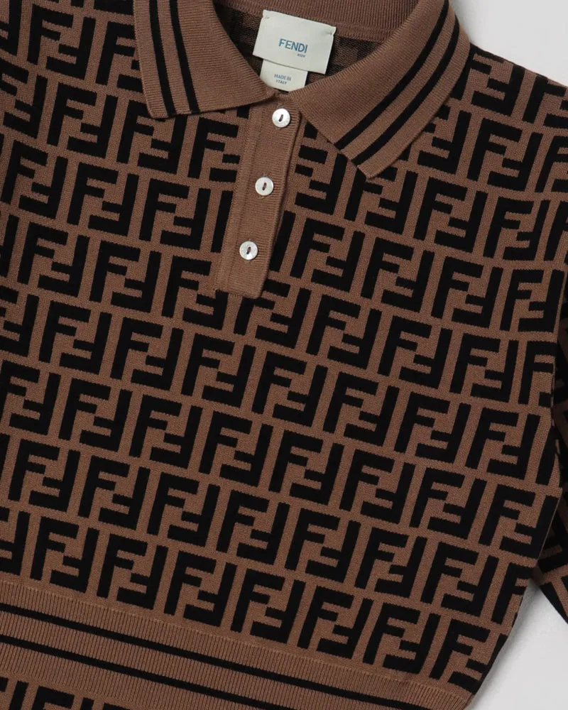 Girls Brown Logo FF Knit Dress