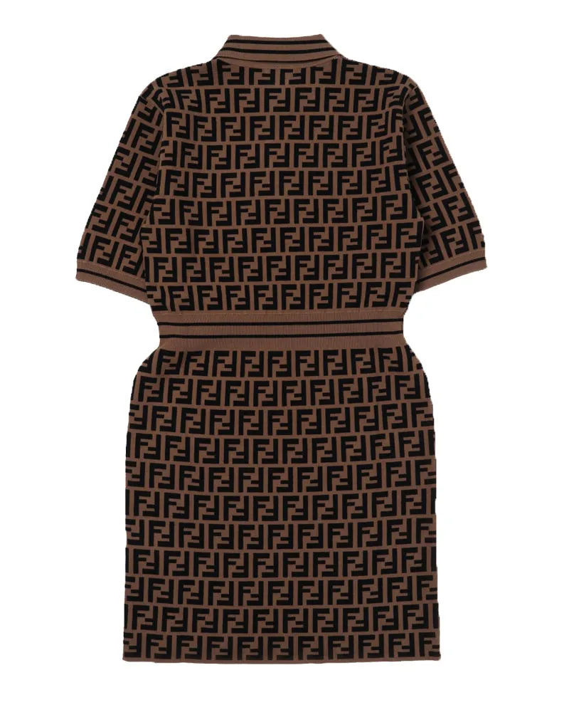 Girls Brown Logo FF Knit Dress