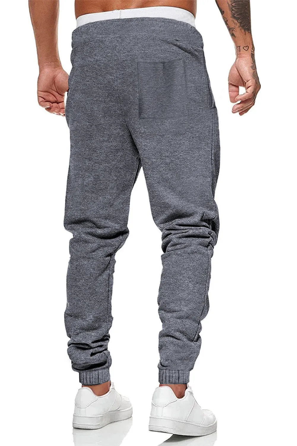 Gray Clover Print Pocket Drawstring Waist Men's Sweatpants