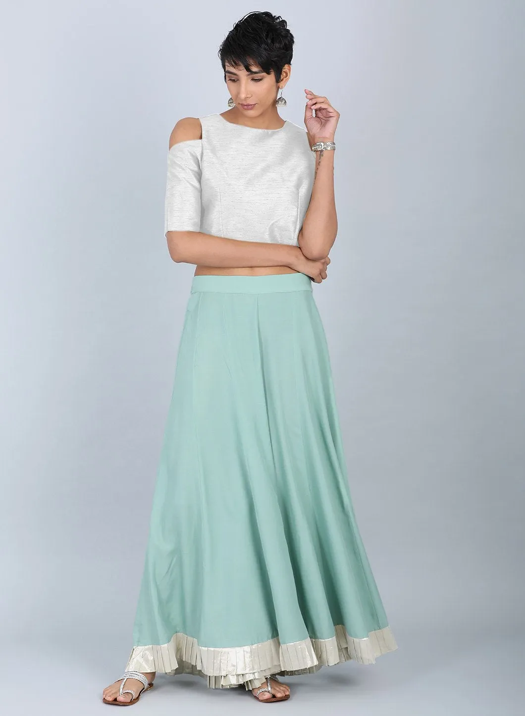 Green Crinkled Culottes