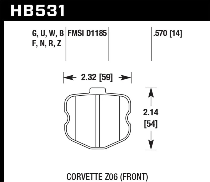 Hawk ER-1 Race Front Brake Pads - 2008 Chevrolet Corvette 7.0L 427 Limited Edition Z06 (Incl.Shims Pins) - HB531D.570