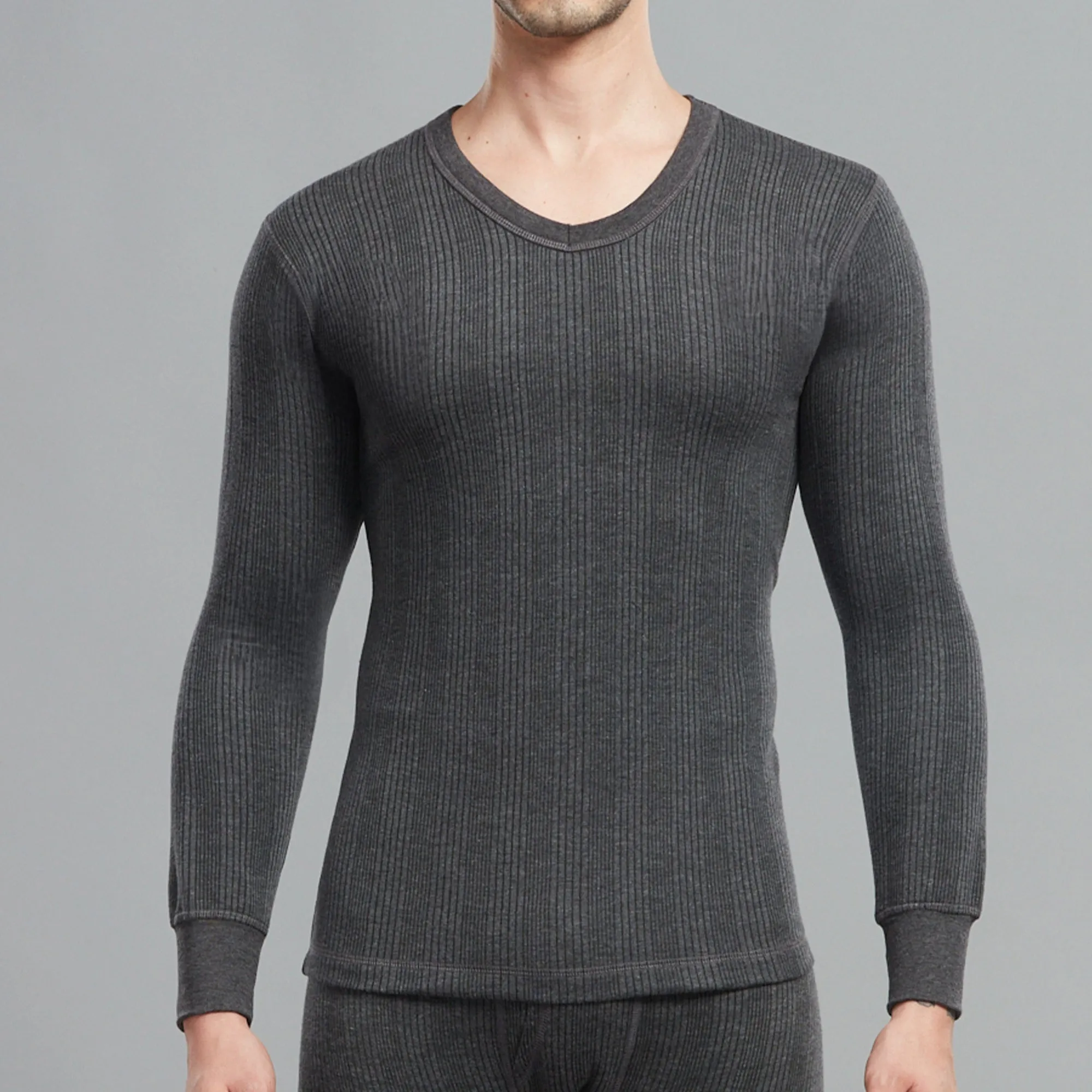HINT MEN'S THERMAL FLARE BIG VEST V-NECK FULL CHARCOAL