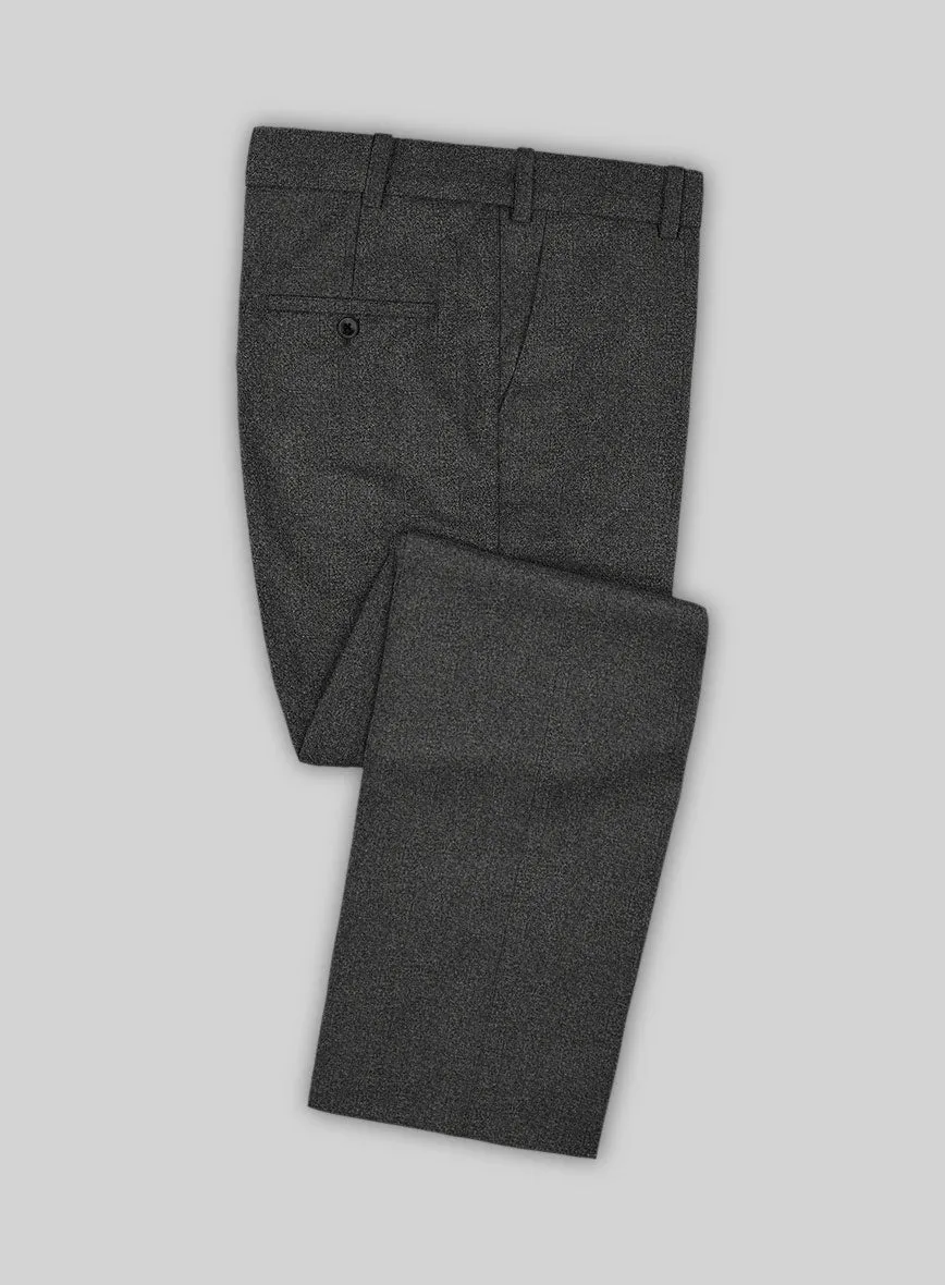 Italian Drego Gray Herringbone Wool Pants