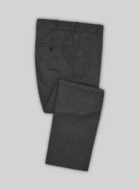 Italian Drego Gray Herringbone Wool Pants