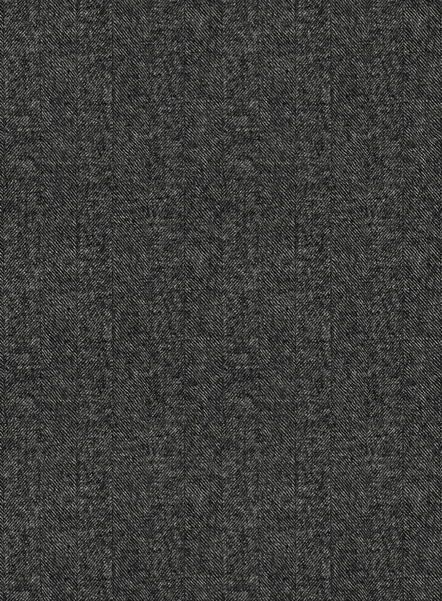 Italian Drego Gray Herringbone Wool Pants