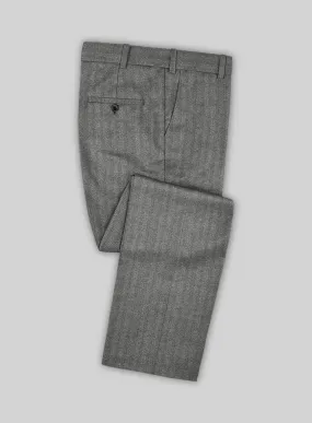Italian Gray Herringbone Flannel Pants
