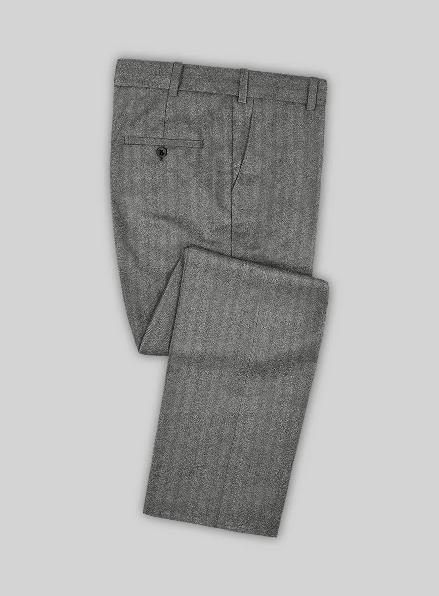 Italian Gray Herringbone Flannel Pants