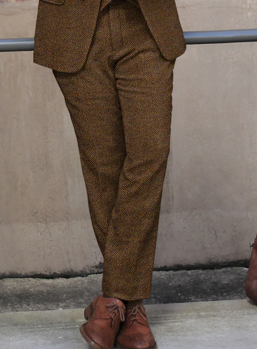 Italian Highlander Mustard Herringbone Tweed Pants