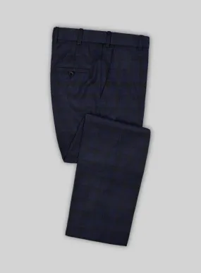 Italian Lark Indigo Blue Checks Flannel Pants