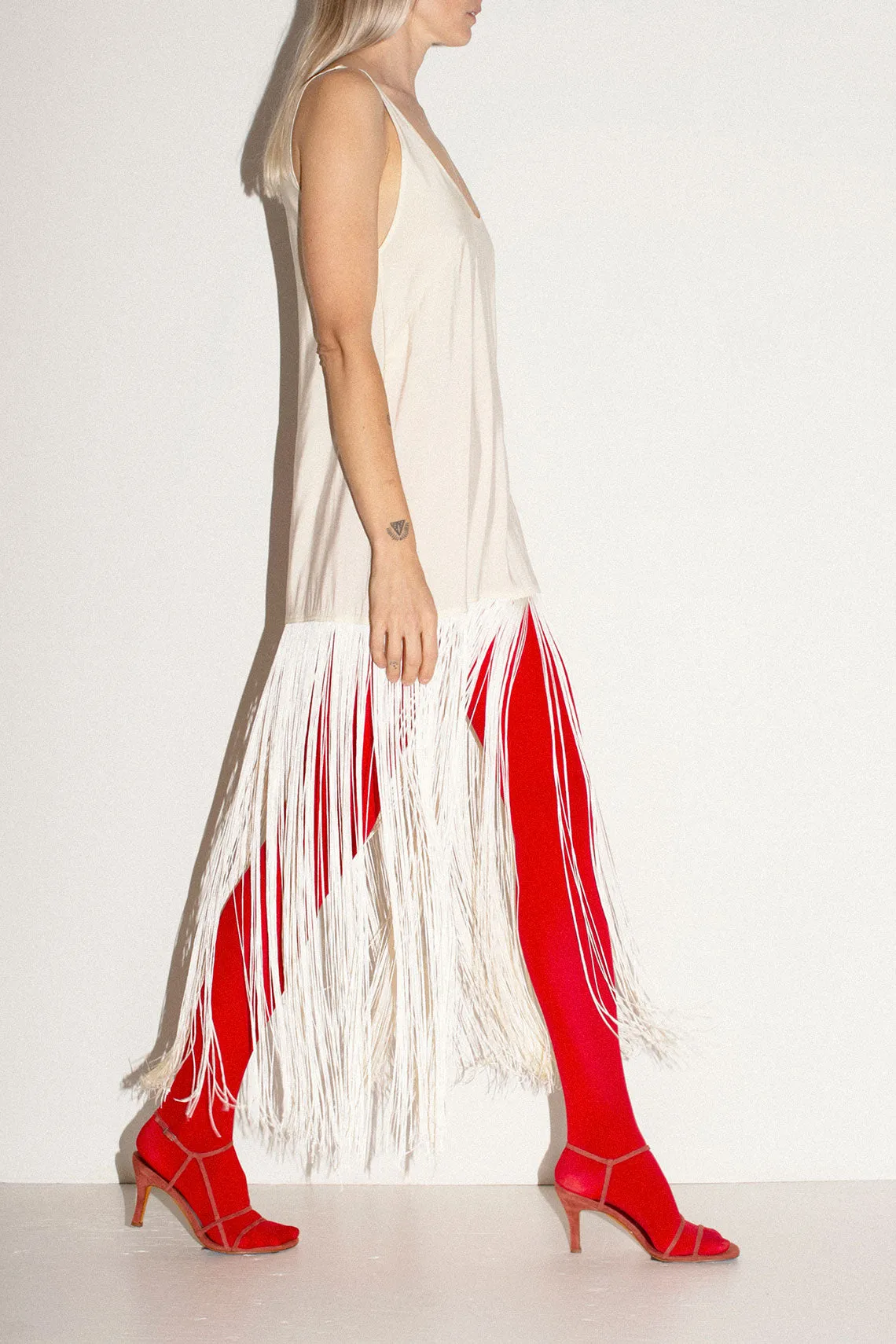 Ivory Tassel Slip Dress