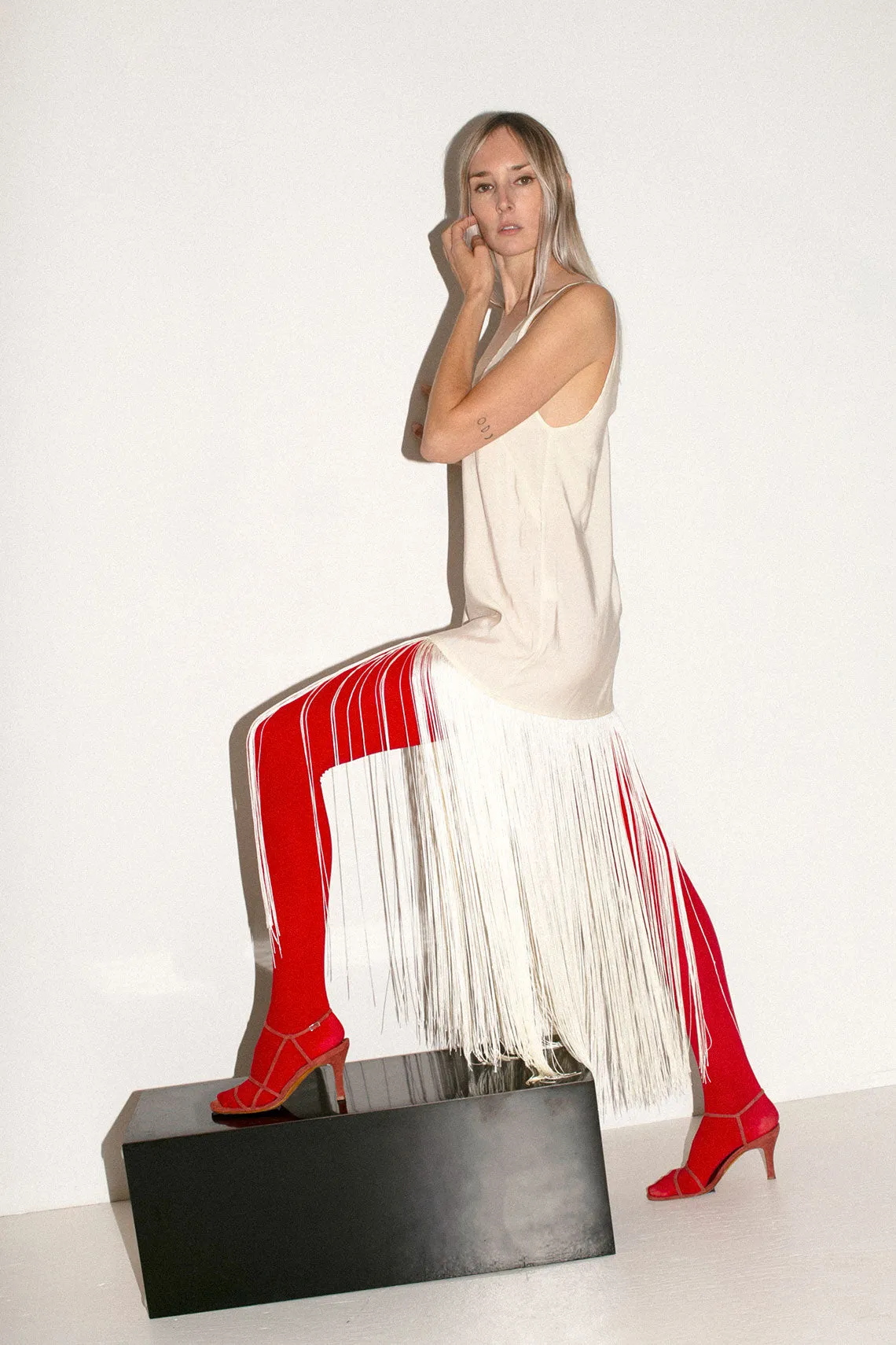 Ivory Tassel Slip Dress