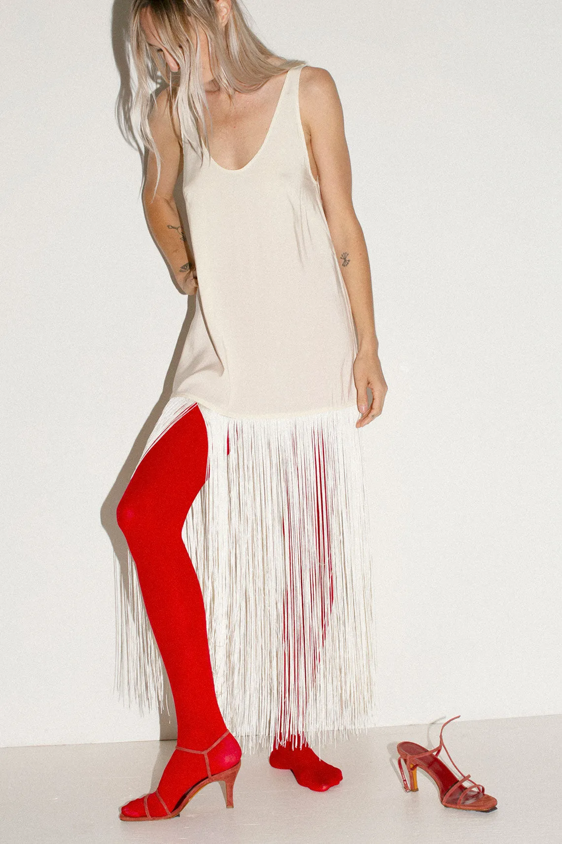 Ivory Tassel Slip Dress