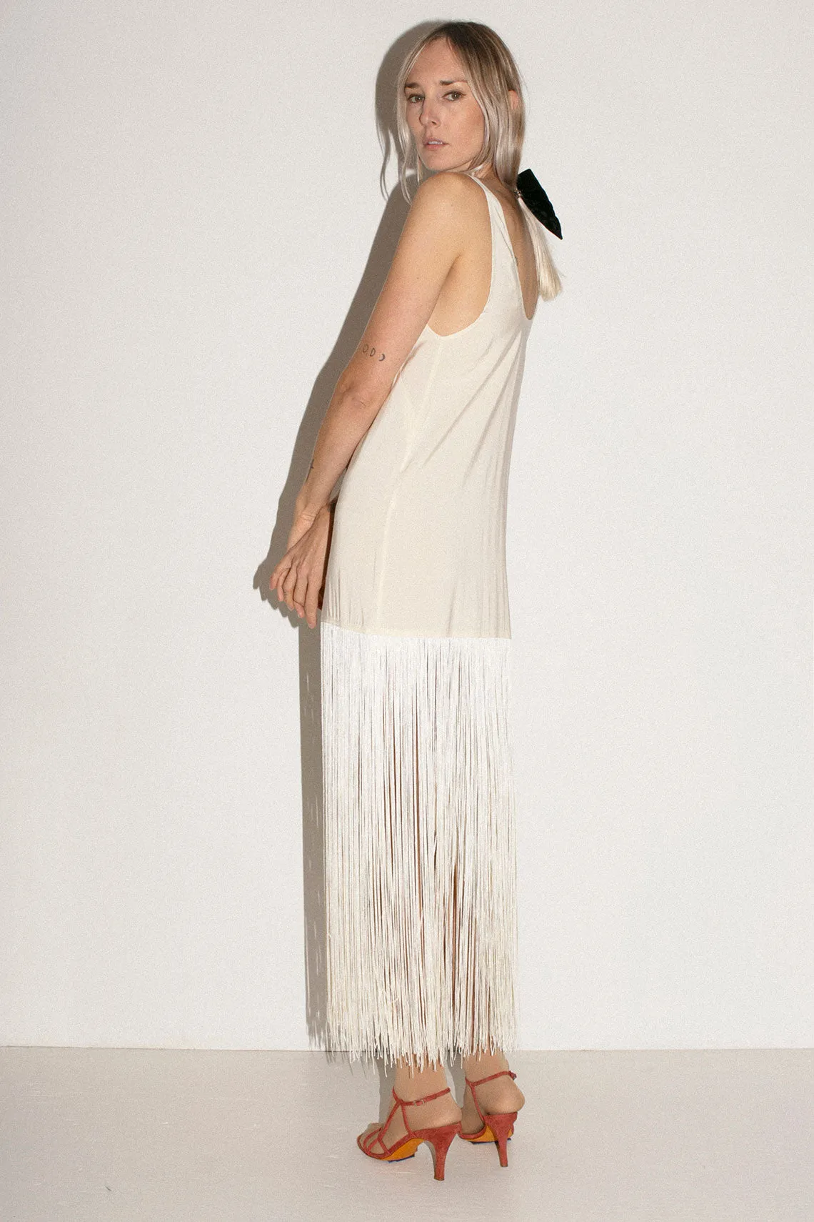 Ivory Tassel Slip Dress