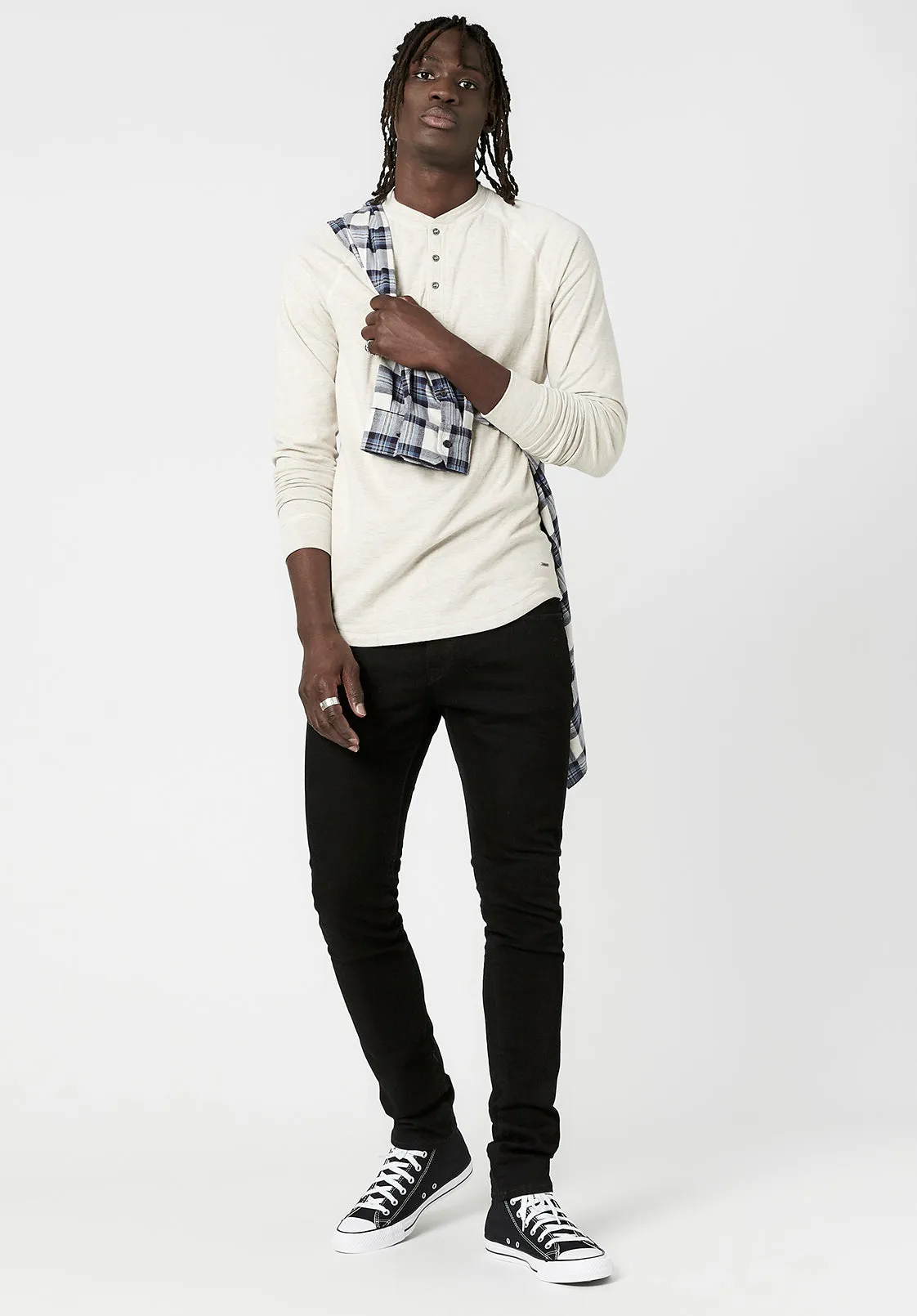 Kariver Henley Long Sleeve Henley in Milk - BM23368