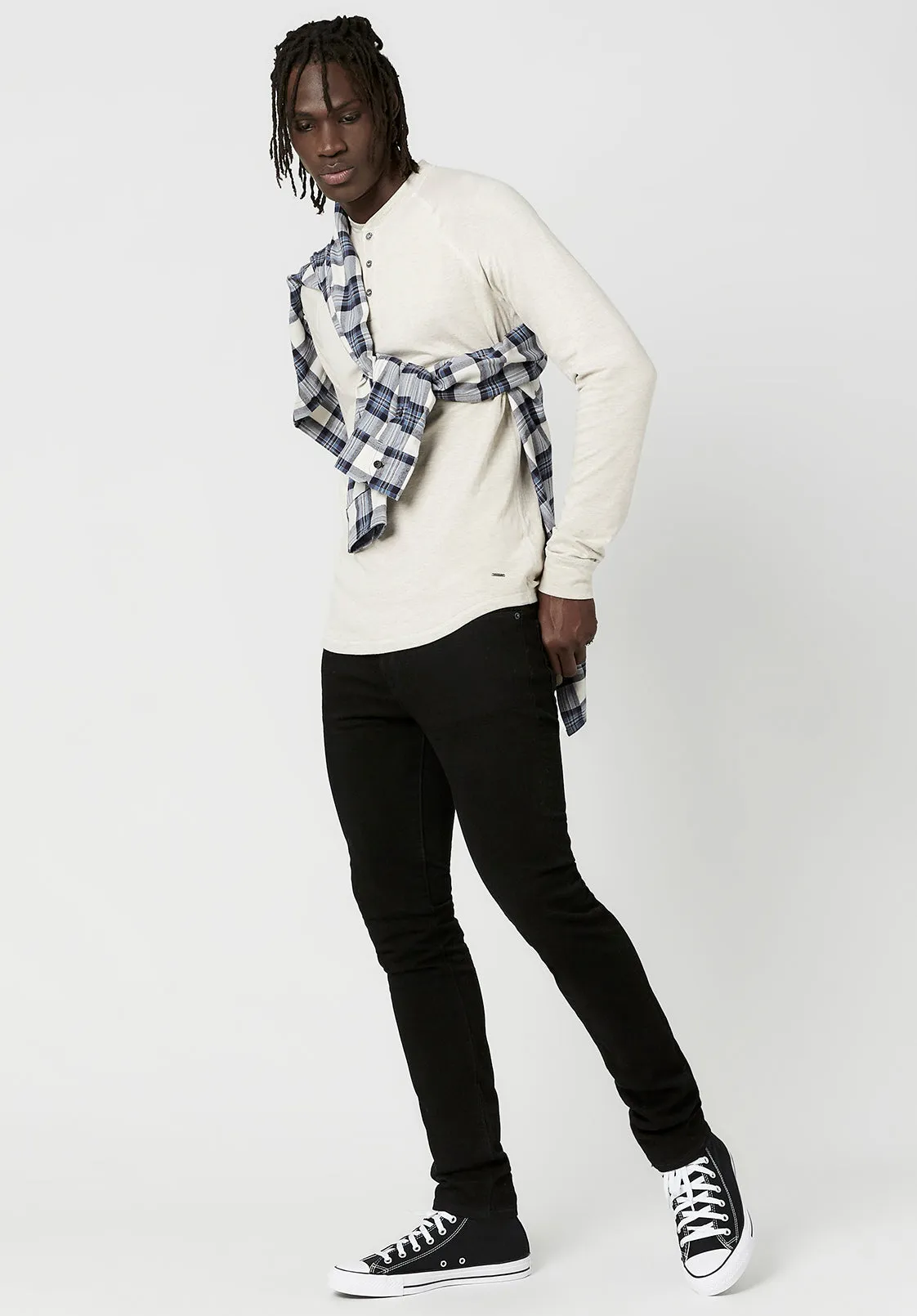 Kariver Henley Long Sleeve Henley in Milk - BM23368