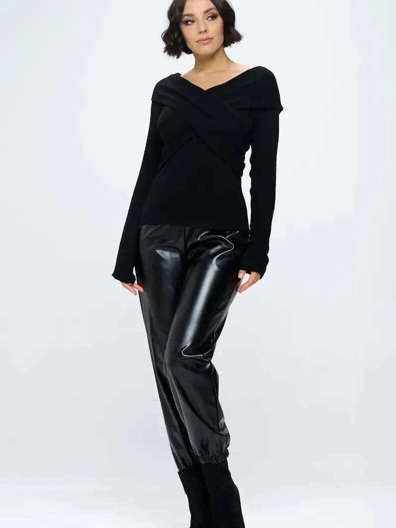 KASHMIR Wrap Off~Shoulder Brush~Knit Top
