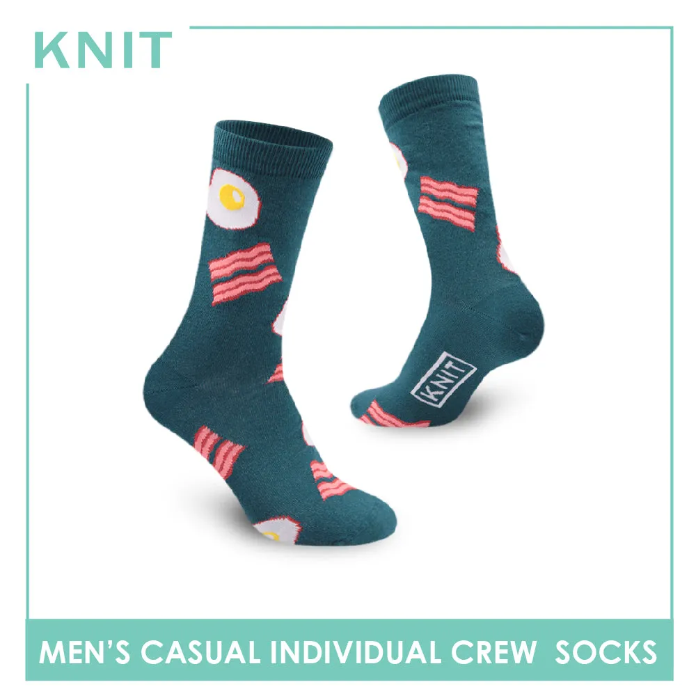 Knit Men's Bacon and Egg Cotton Light Performance Crew Socks 1 Pair KMC2204