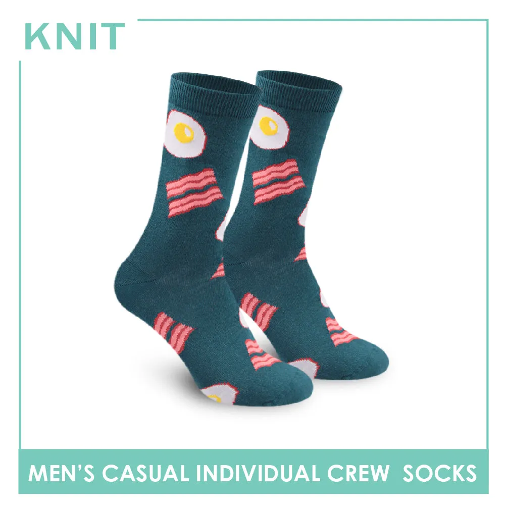 Knit Men's Bacon and Egg Cotton Light Performance Crew Socks 1 Pair KMC2204