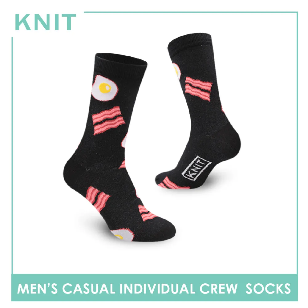 Knit Men's Bacon and Egg Cotton Light Performance Crew Socks 1 Pair KMC2204
