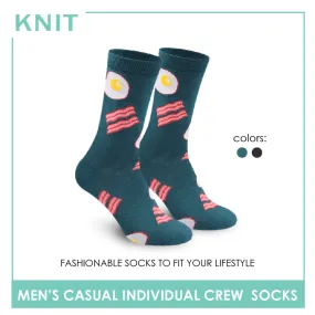 Knit Men's Bacon and Egg Cotton Light Performance Crew Socks 1 Pair KMC2204