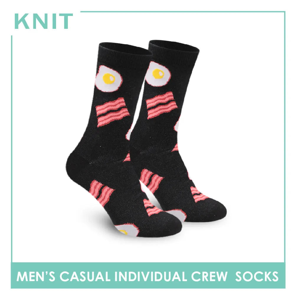 Knit Men's Bacon and Egg Cotton Light Performance Crew Socks 1 Pair KMC2204