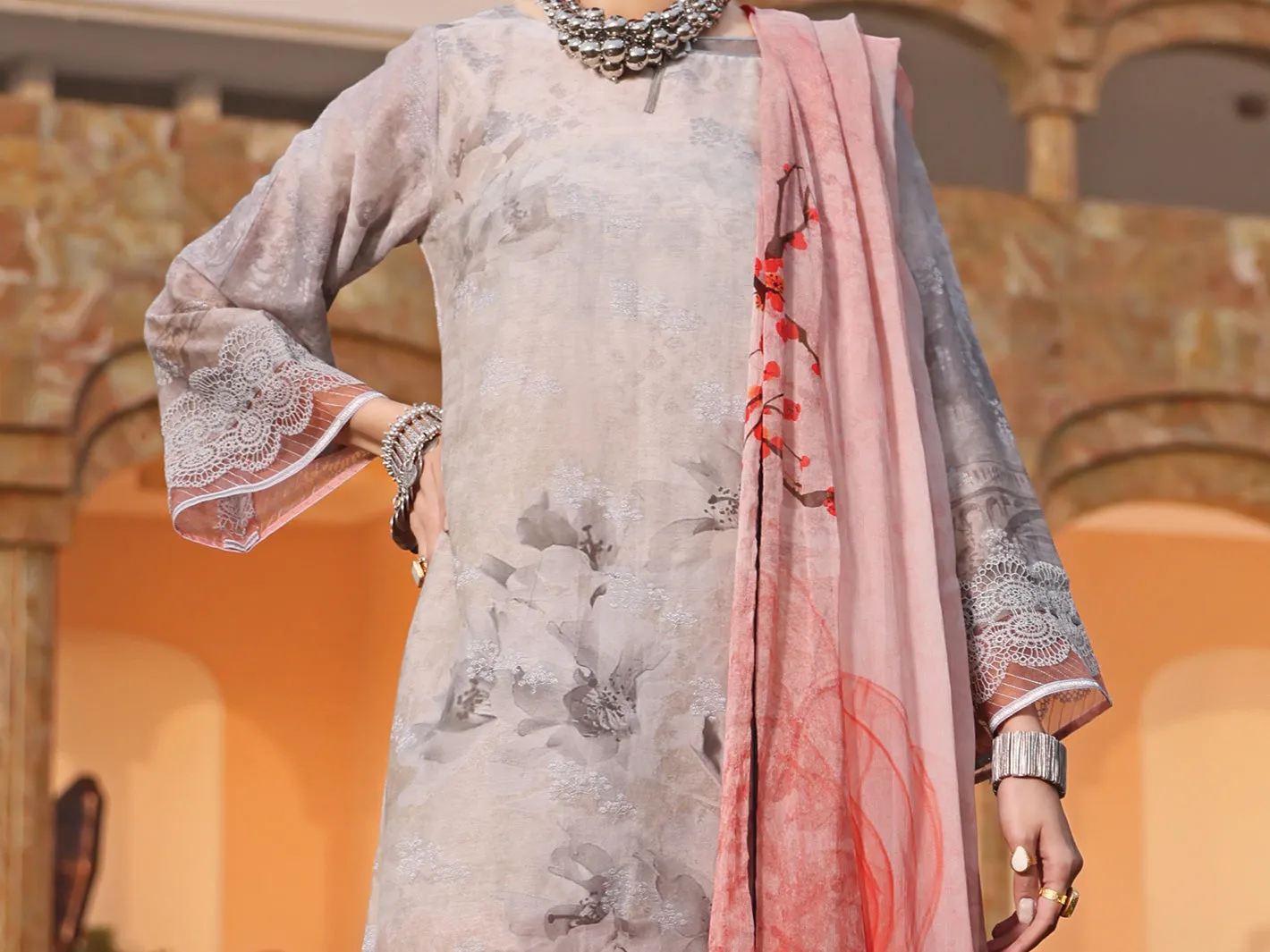 Light Grey Jacquard 3 Piece Stitched - ALP-3PS-938