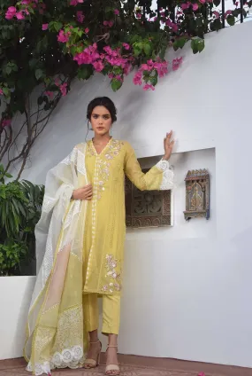 Luxury Pret- Embroidered Kurta With Lace Detailing