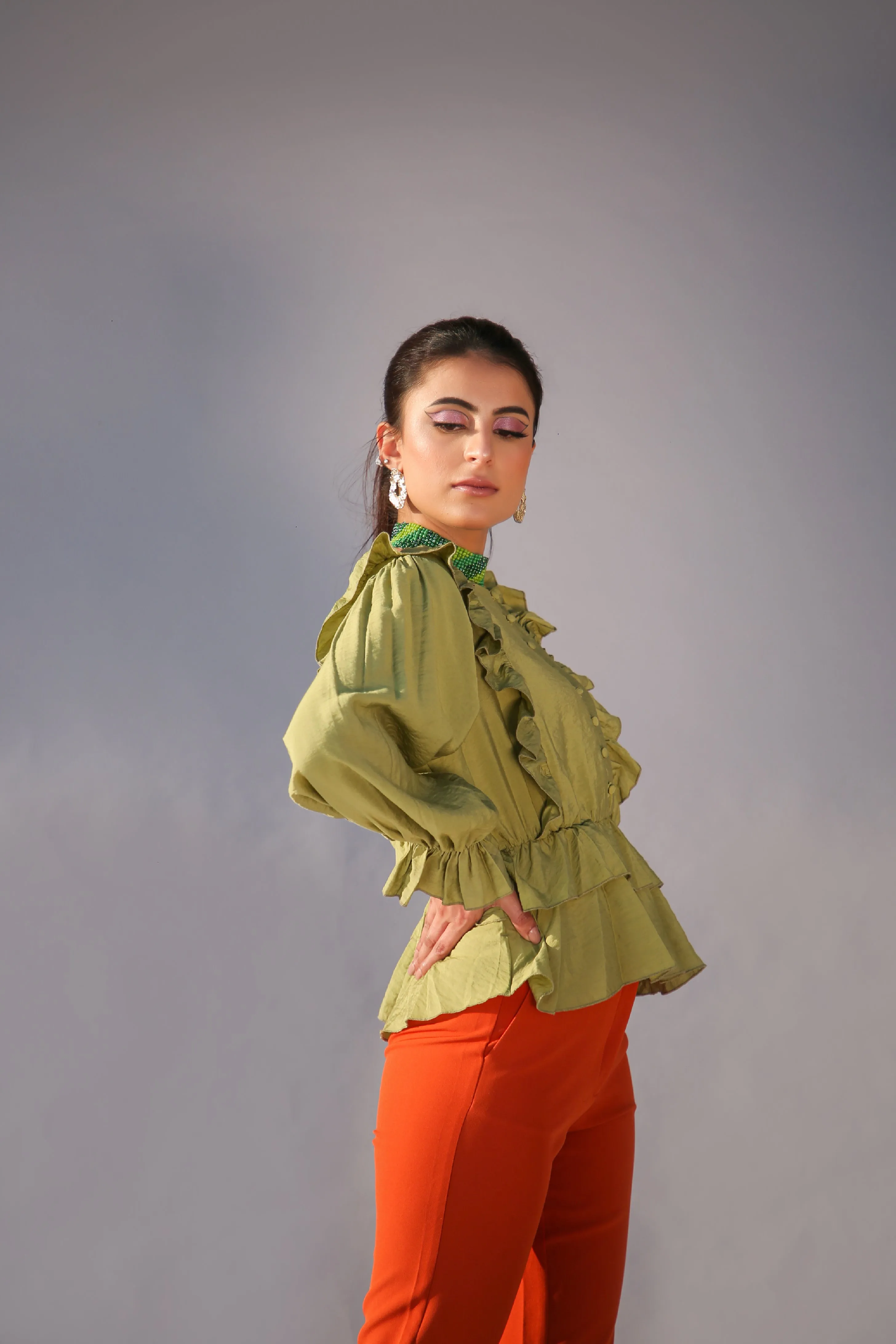 Matcha Frill Top  Green