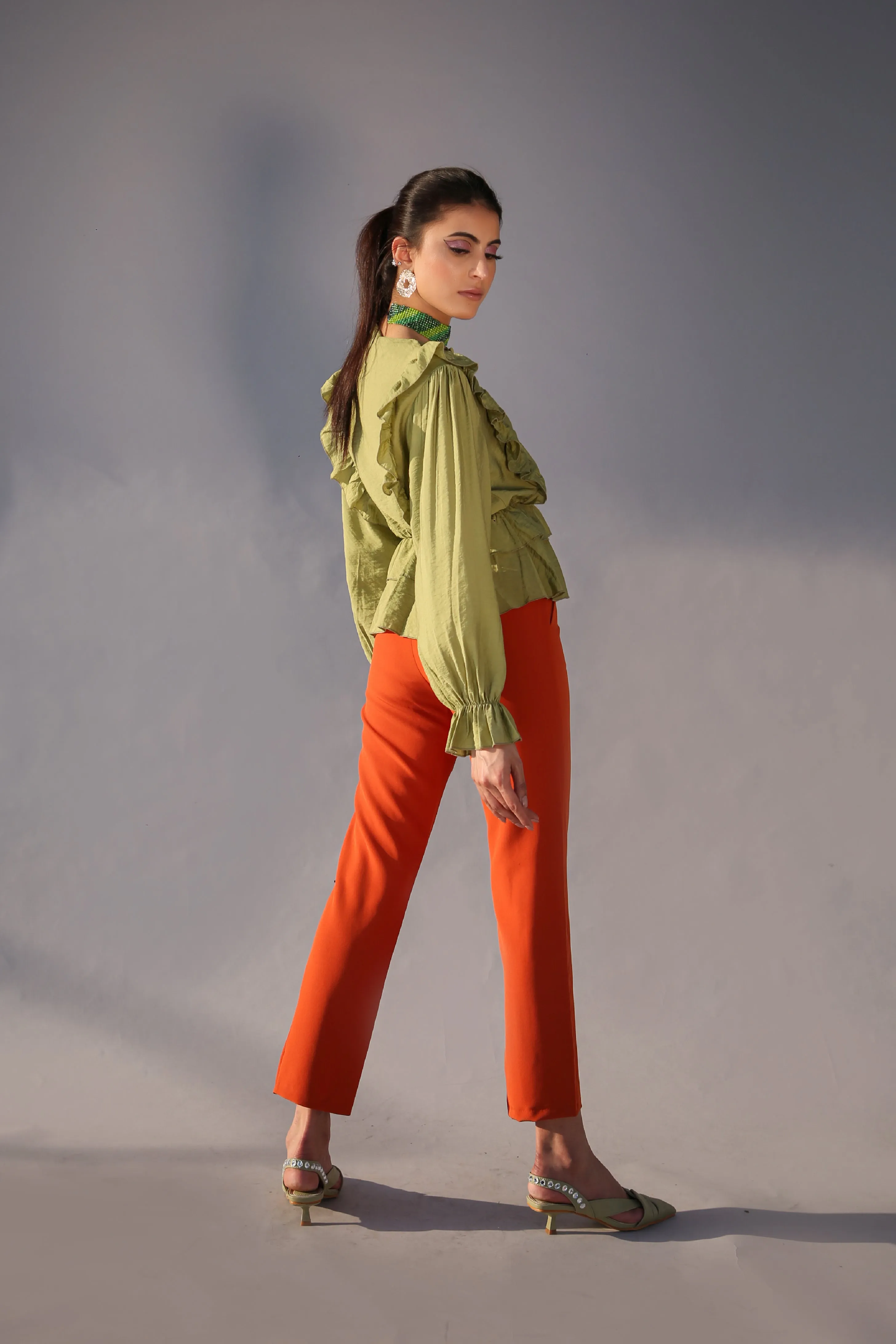 Matcha Frill Top  Green