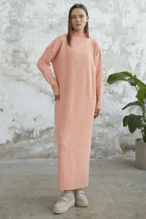 MDS Women Arissa Fisherman Collar Long Knit Dress - Salmon - Asheville