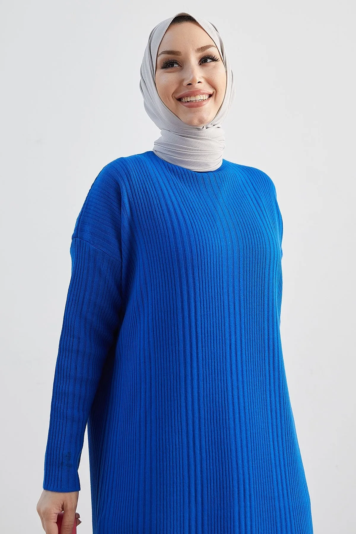 MDS Women Arissa Fisherman Collar Long Knit Dress - Sax Blue - Parkland
