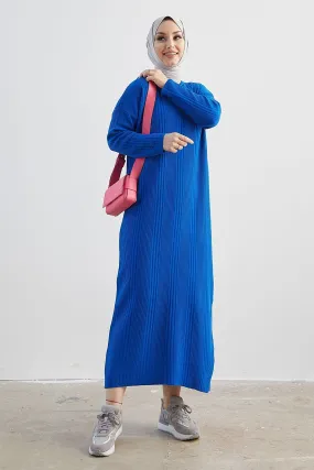 MDS Women Arissa Fisherman Collar Long Knit Dress - Sax Blue - Parkland