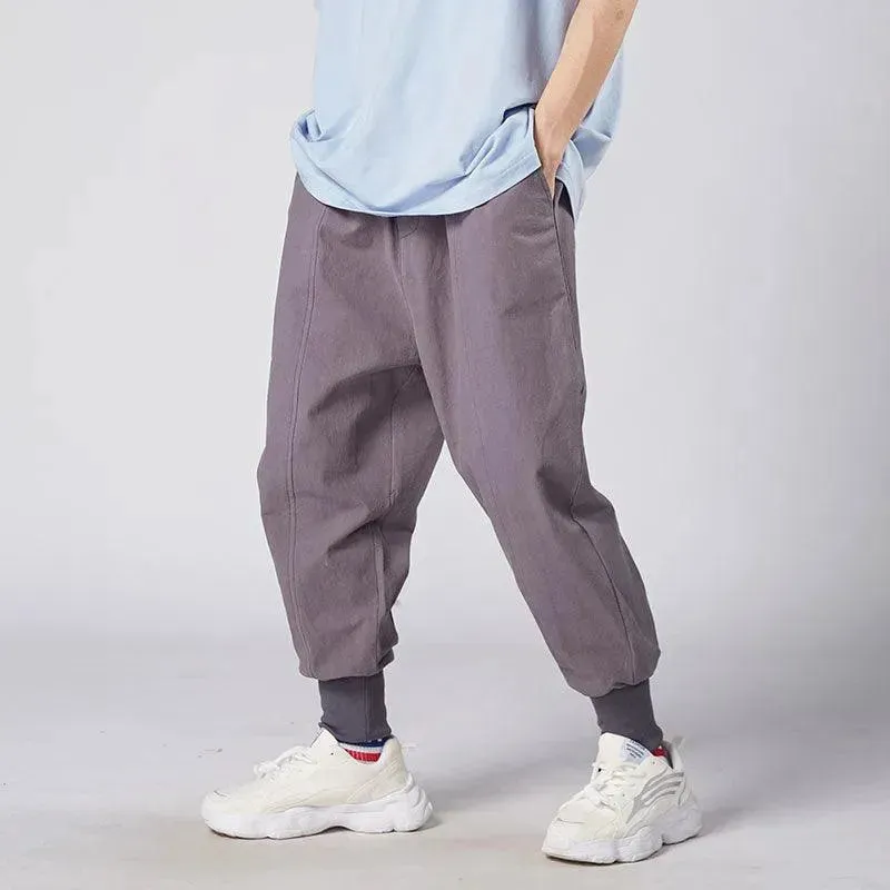 Men Baggy Pants Harem Pants for Men Solid Color Cotton Linen Hip Hop Japanese Style Pants Mens