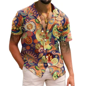 Men's Summer Hawaiian Floral Shirt – 3D Coconut Pattern, Retro Tree Print Short Sleeve Casual Beachwear