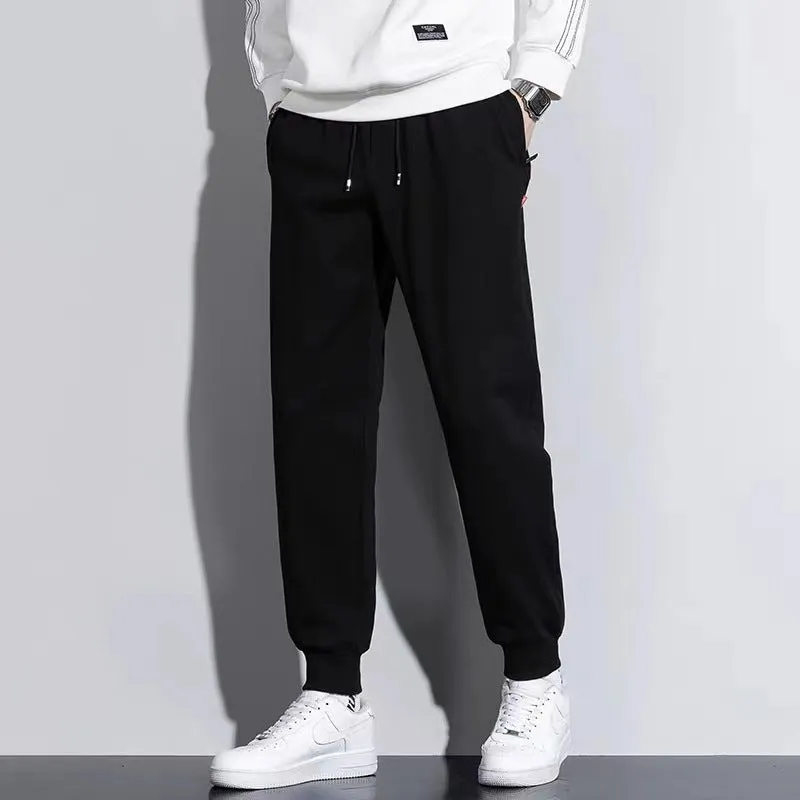 Men's sweatpants trousers 2024 spring and autumn new straight black loose casual knitted men's running basketball pants