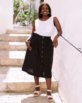Midi linen skirt MONTICELLO in Black