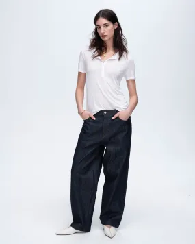 Modal Jersey Short Sleeve Henley - White