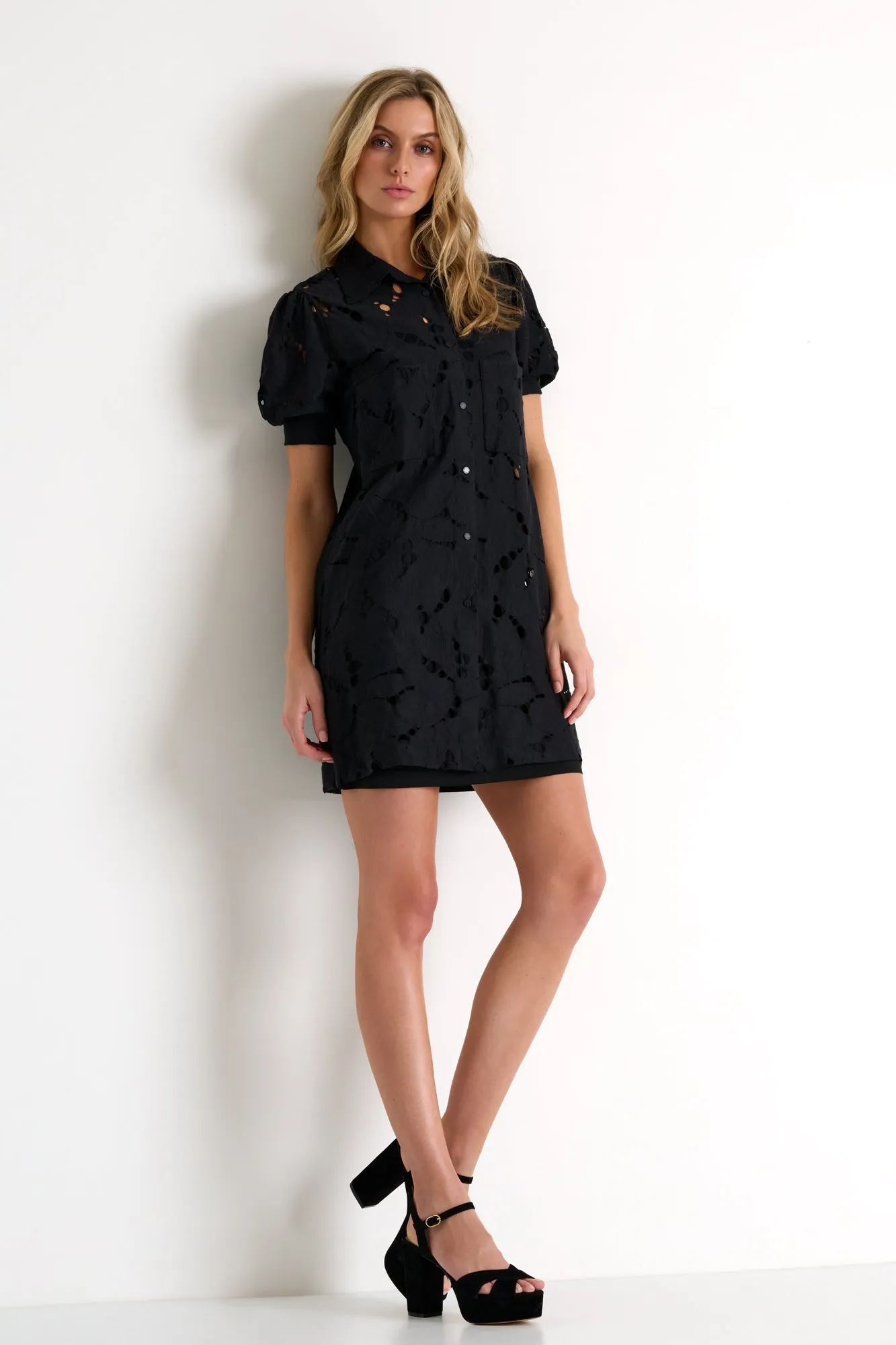 Modern Lace Puff Sleeves Dress