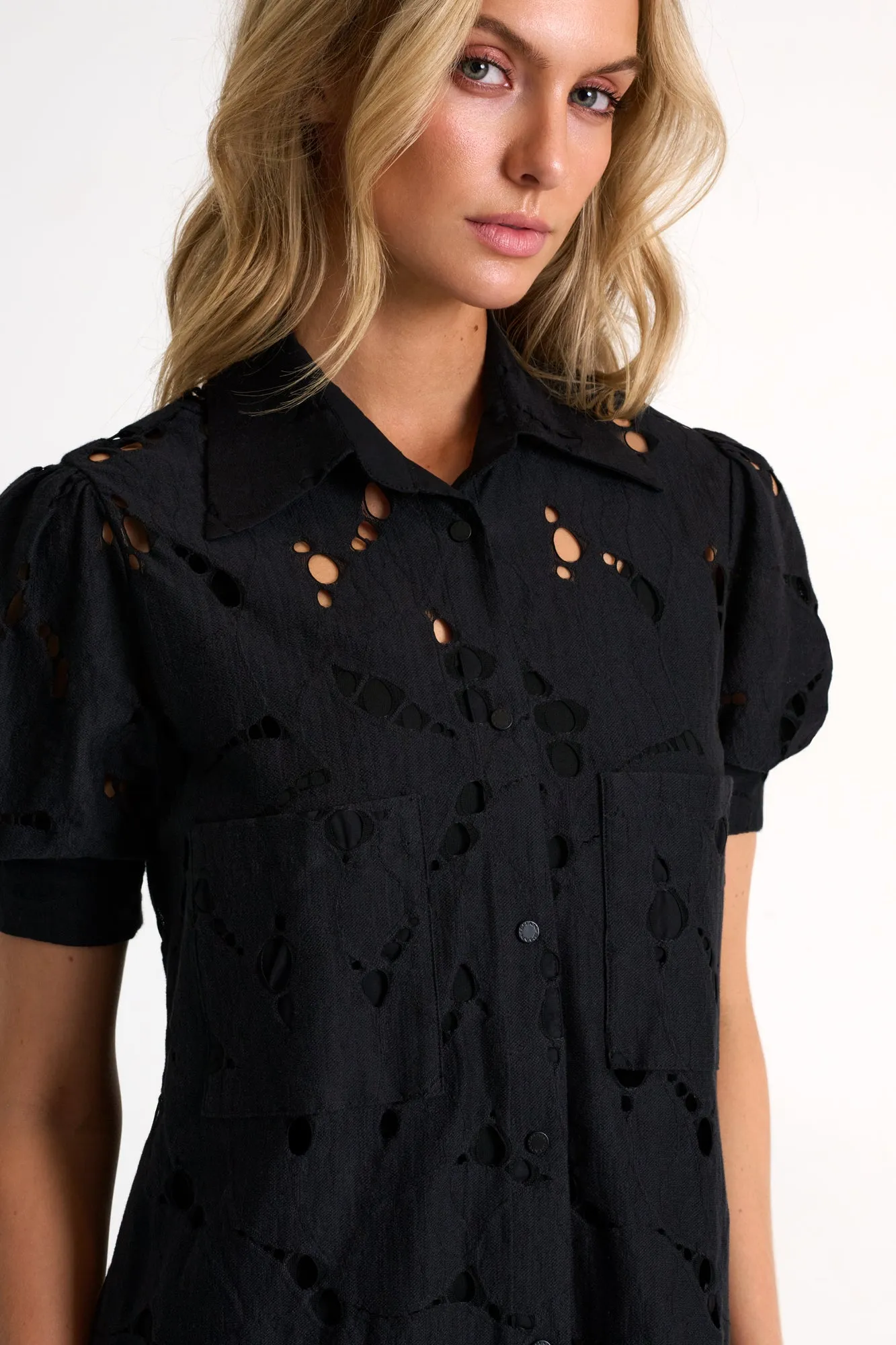 Modern Lace Puff Sleeves Dress