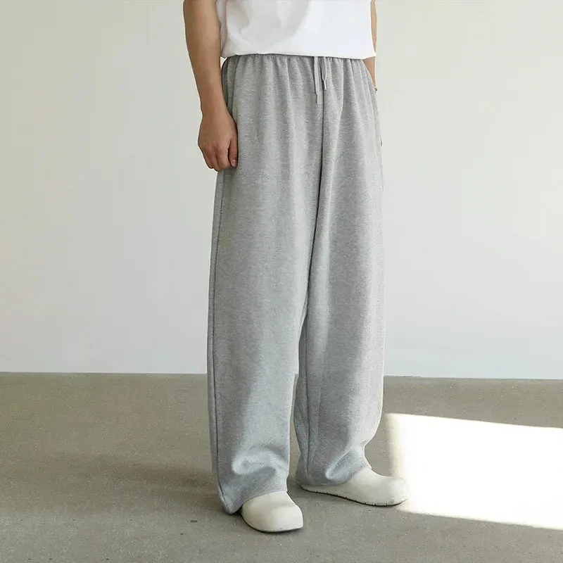 MYQ Men's Loose-Fit Cotton Sweatpants – Korean Style Wide-Leg Casual Pants