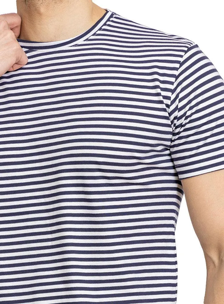N-Indigo Striped Round T-Shirt