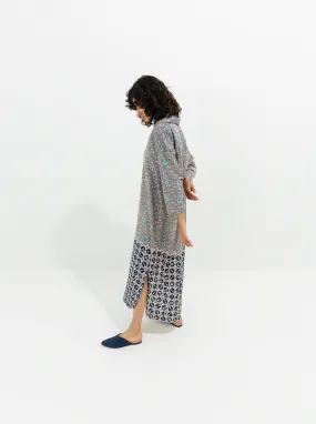 Navy Printed Cotton Long Tunic