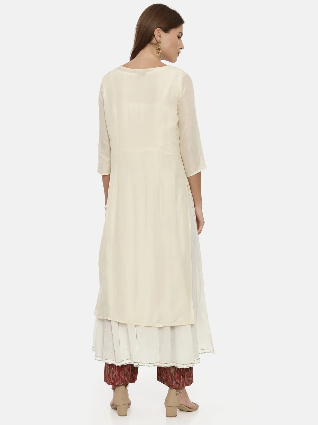 Neeru's Cream Color Muslin Fabric Tunic