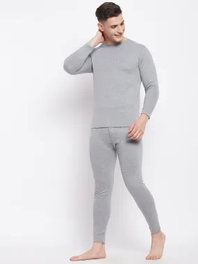 Neva Men Round Neck Full Sleeve Thermal Upper & Bottom Set- Milange Grey (Glaccia)