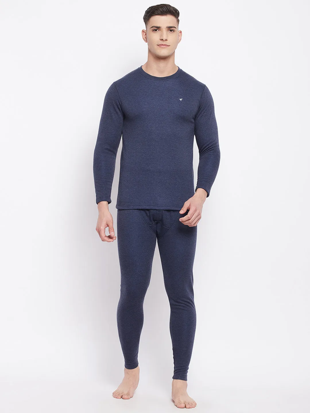 Neva Men Round Neck Full Sleeves Upper- Denim Milange (Glaccia)