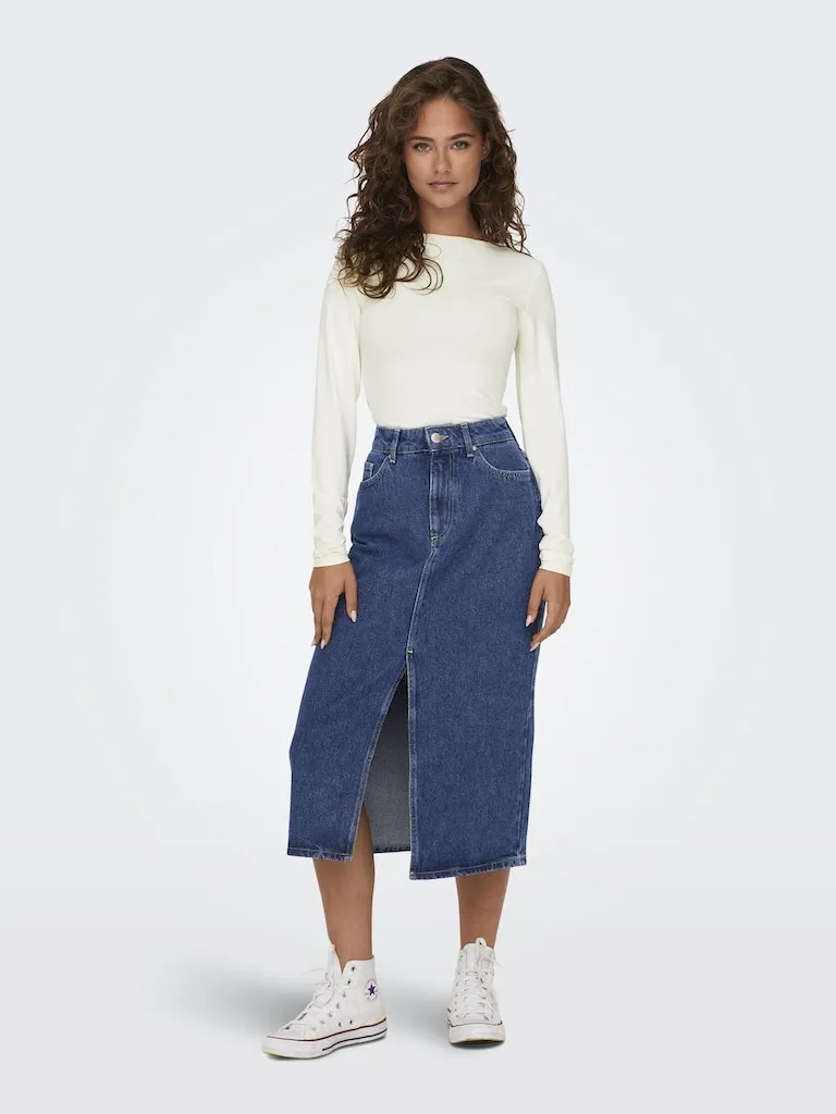 Only / Damen-Rock / ONLBIANCA MIDI SKIRT DNM  REA NOOS