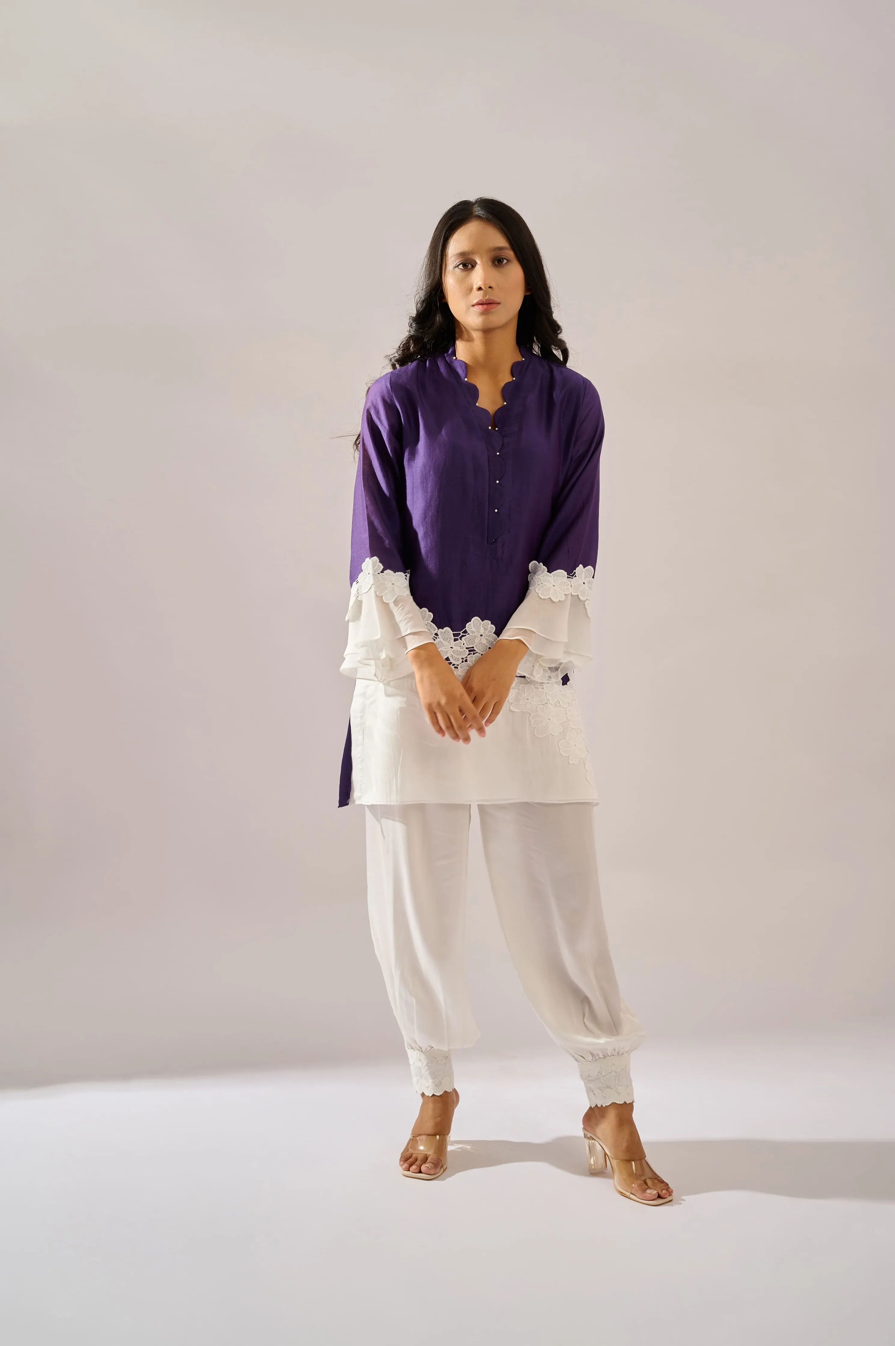 Orchid tunic in cotton silk chanderi