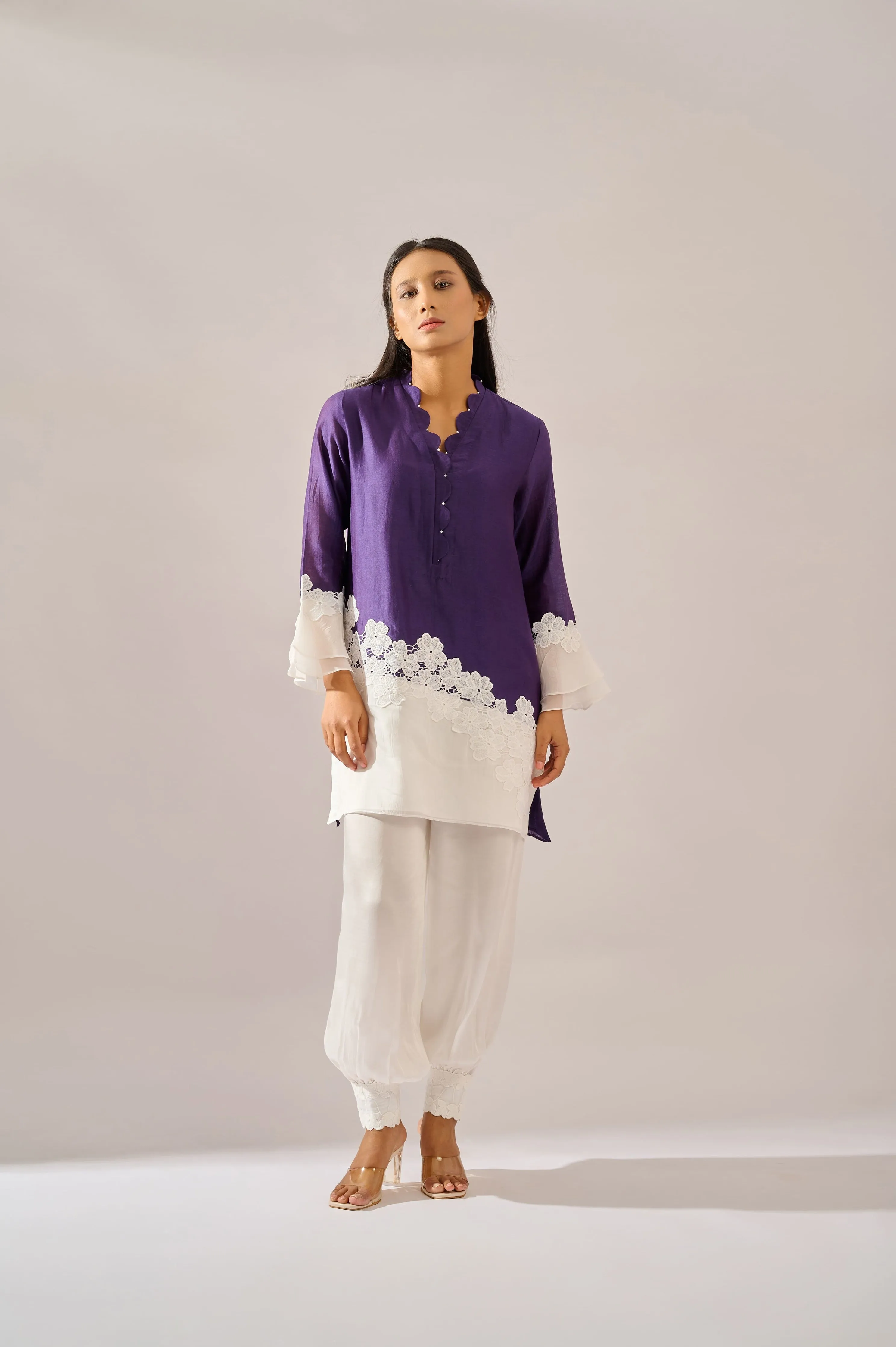 Orchid tunic in cotton silk chanderi
