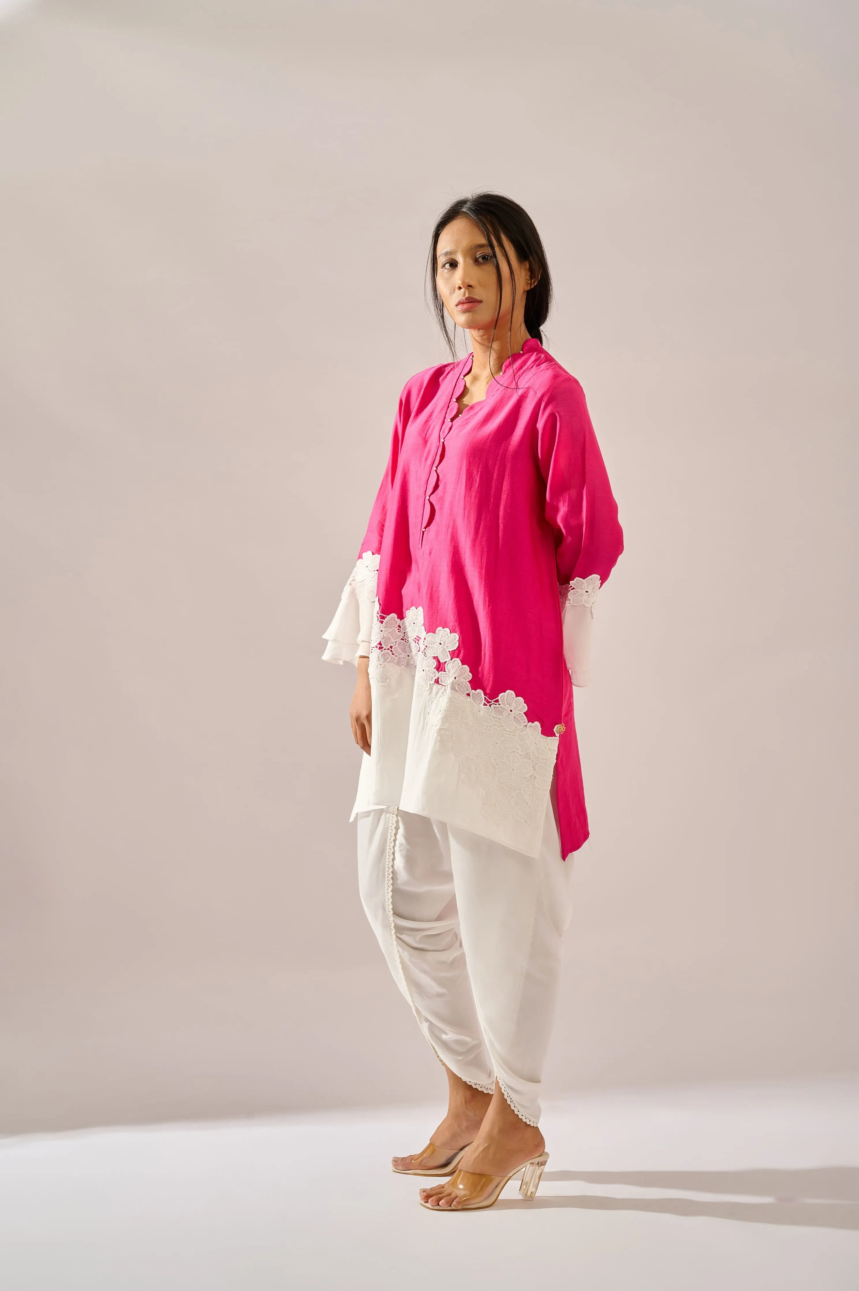 Orchid tunic in cotton silk chanderi